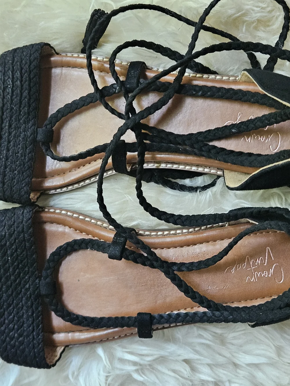 Crown Vintage Preslen Black Braided Lace-Up Gladiator Sandals - Size 11